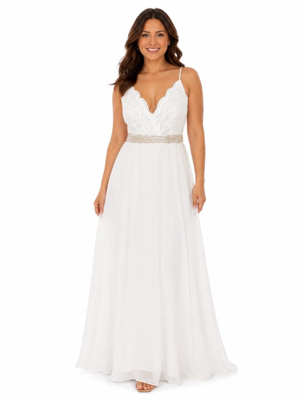 Lulus Lola Rose Sleeveless Rhinestone Maxi Bridal Dress Size Large